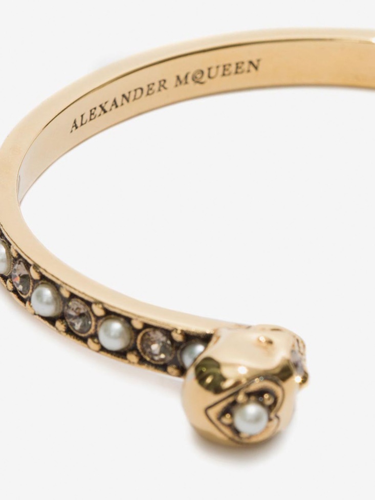 Antique Gold Fashion Alexander McQueen Women's Thin Twin Skull Bracelet
