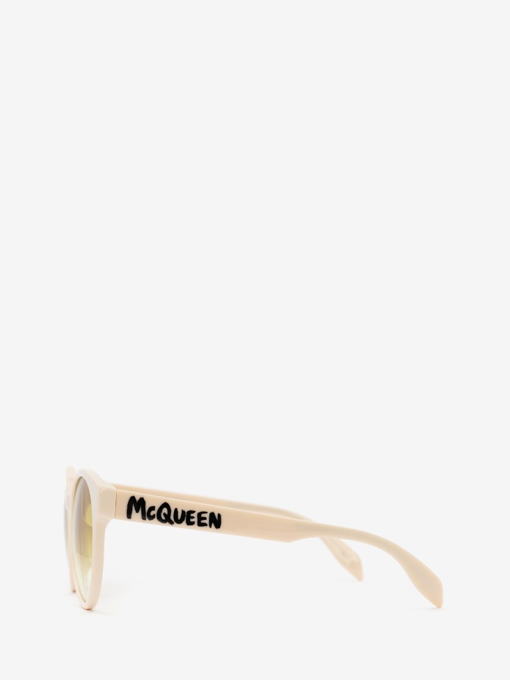 Fashion Alexander McQueen White Women's in Graffiti Round Sunglasses