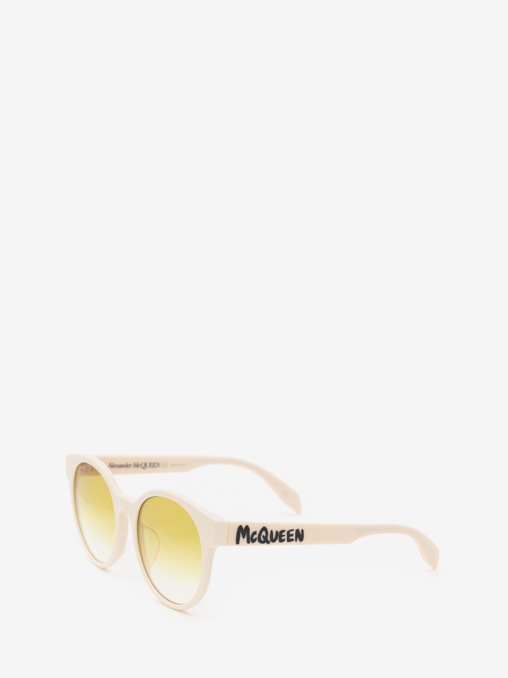 Fashion Alexander McQueen White Women's in Graffiti Round Sunglasses
