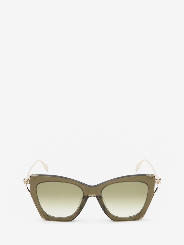 Women's Skull Hinge Soft Square Sunglasses Green Fashion Alexander McQueen