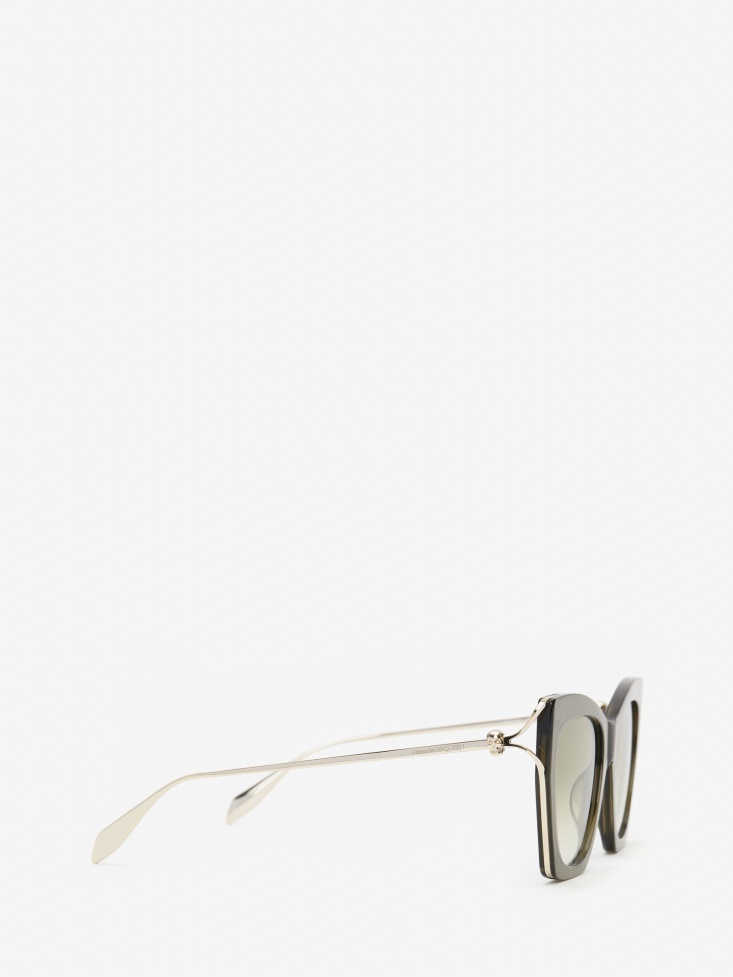 Women's Skull Hinge Soft Square Sunglasses Green Fashion Alexander McQueen