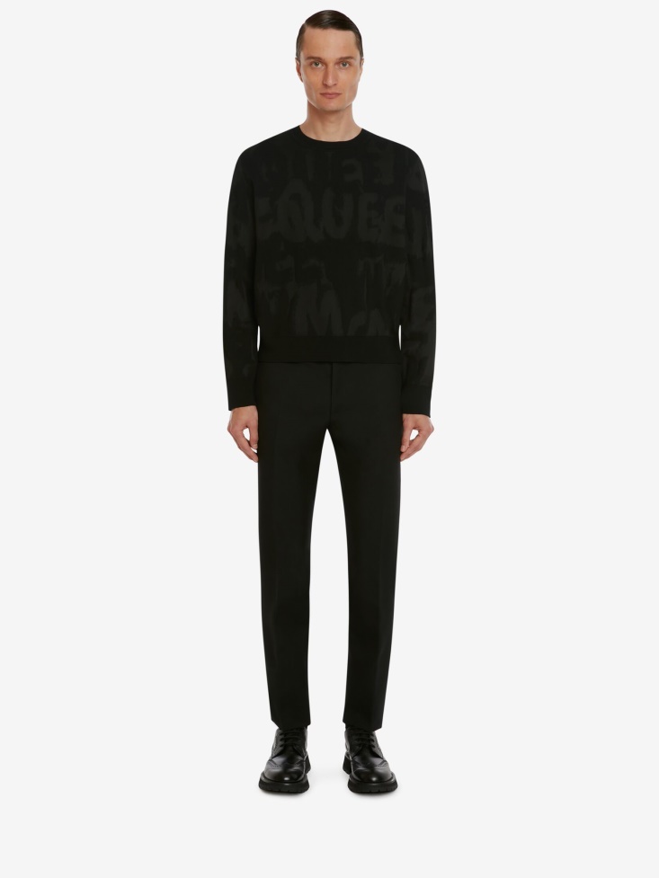 Fashion Alexander McQueen Black Men's in Graffiti Jacquard Jumper