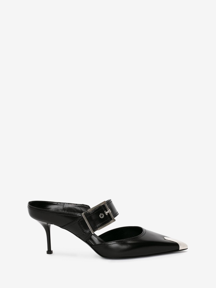 Punk Buckle Mule Black/Silver Fashion Alexander McQueen