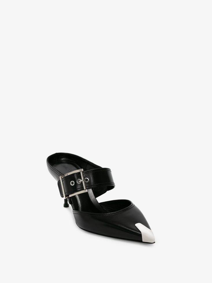 Punk Buckle Mule Black/Silver Fashion Alexander McQueen