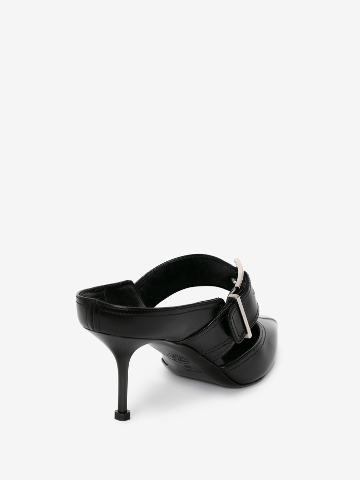 Punk Buckle Mule Black/Silver Fashion Alexander McQueen