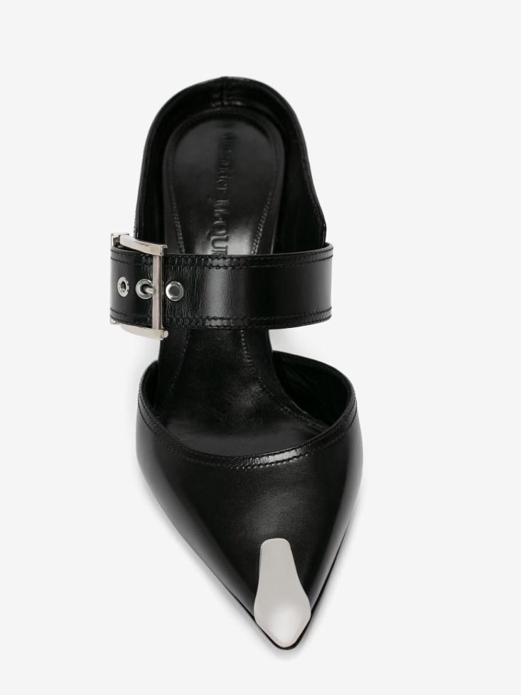 Punk Buckle Mule Black/Silver Fashion Alexander McQueen