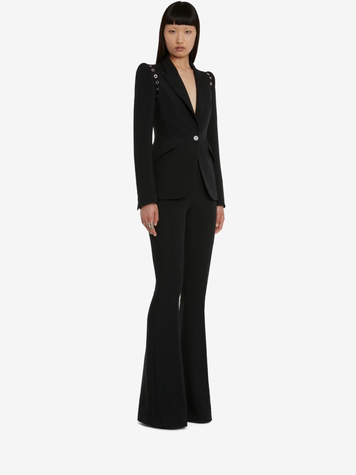 Women's Eyelet Peak Shoulder Jacket Fashion Alexander McQueen Black