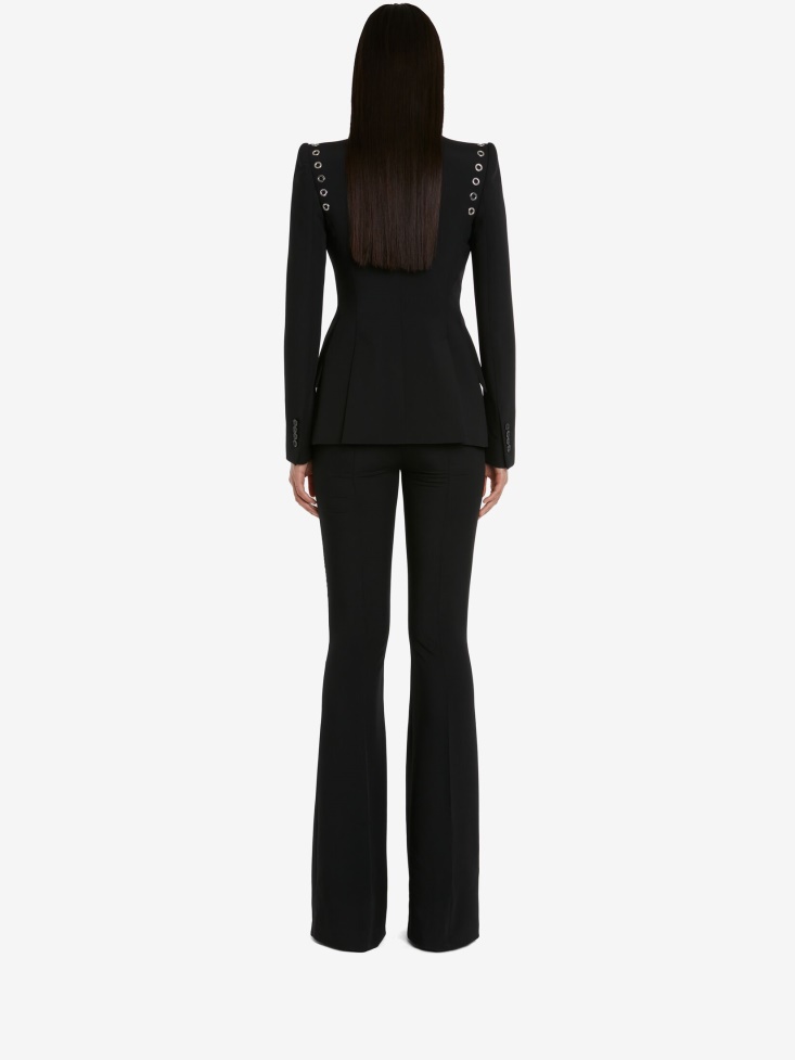 Women's Eyelet Peak Shoulder Jacket Fashion Alexander McQueen Black