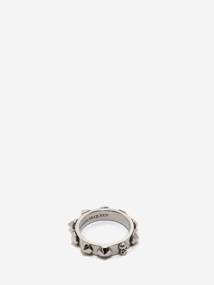 Fashion Alexander McQueen Antique Silver Men's Punk Stud Ring