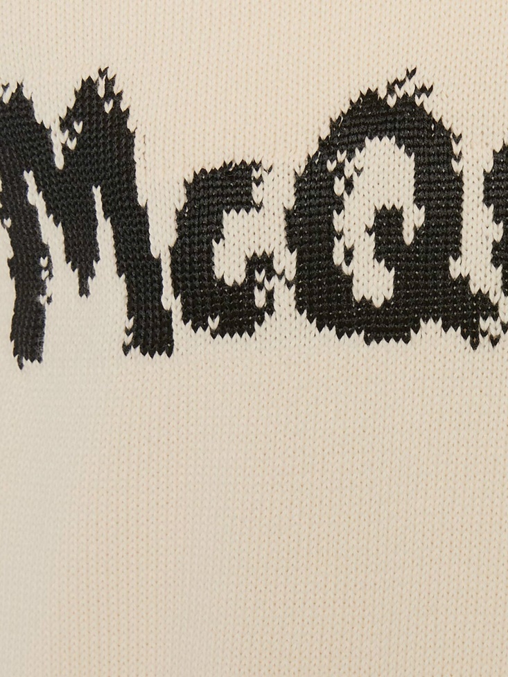Fashion Alexander McQueen Men's in Graffiti Crew Neck Jumper Ivory/Black