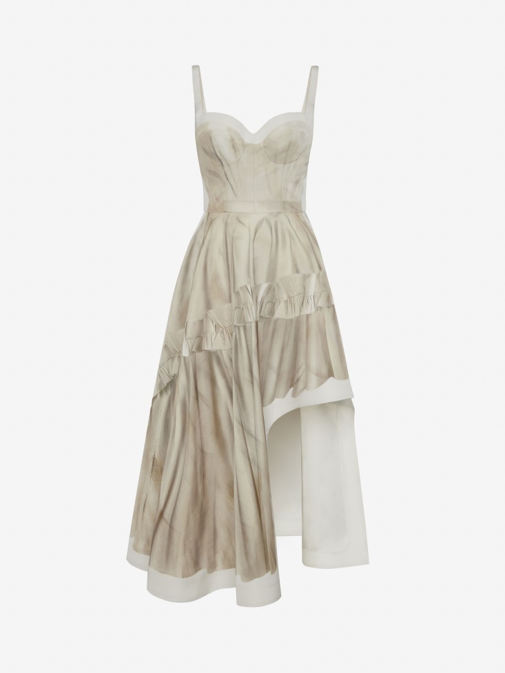 Women's Trompe L'Oeil Asymmetric Dress Fashion Alexander McQueen Calico