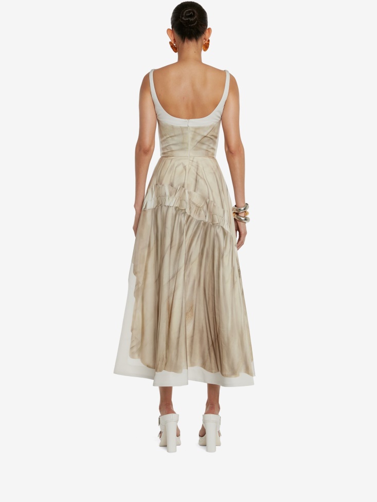 Women's Trompe L'Oeil Asymmetric Dress Fashion Alexander McQueen Calico