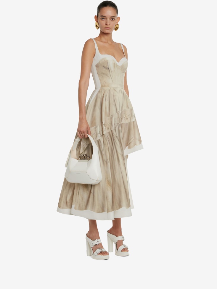 Women's Trompe L'Oeil Asymmetric Dress Fashion Alexander McQueen Calico