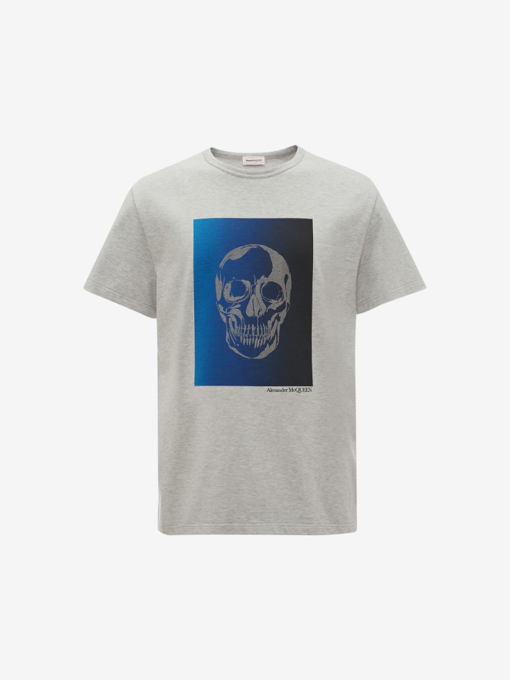 Pale Grey Men's Degrade Skull T-Shirt Fashion Alexander McQueen