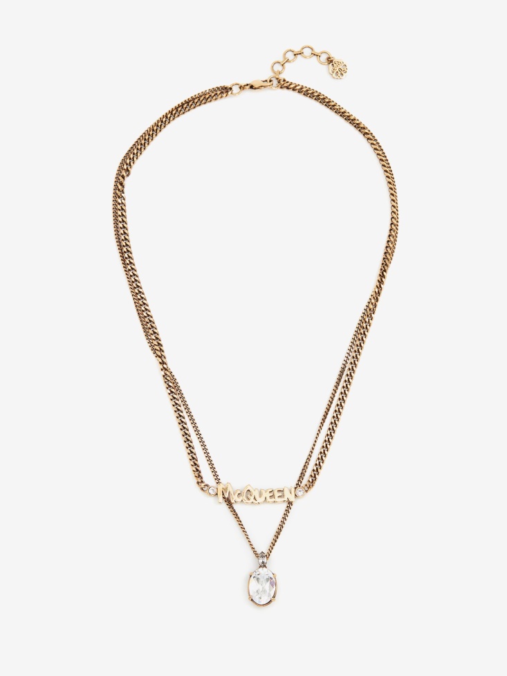 Gold Fashion Alexander McQueen Women's in Graffiti Chain Necklace
