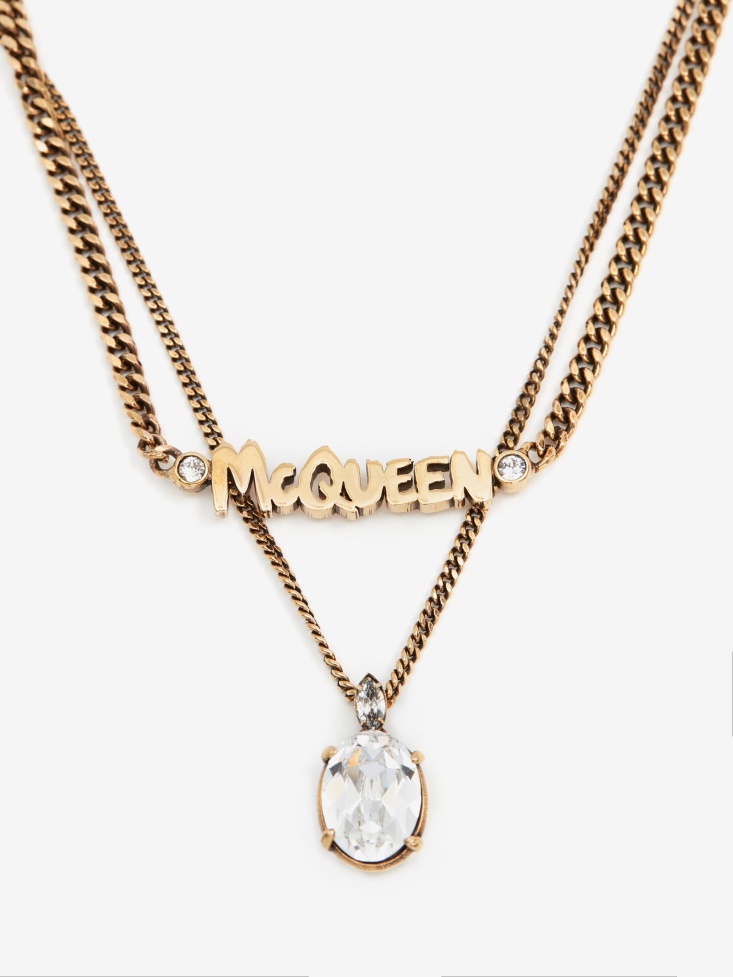 Gold Fashion Alexander McQueen Women's in Graffiti Chain Necklace