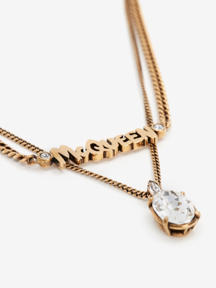 Gold Fashion Alexander McQueen Women's in Graffiti Chain Necklace