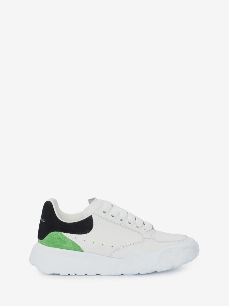Fashion Alexander McQueen Women's Court Trainer White/Black/Acid Green