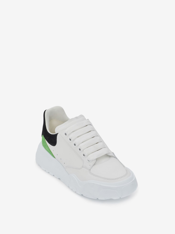 Fashion Alexander McQueen Women's Court Trainer White/Black/Acid Green