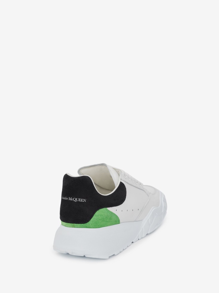Fashion Alexander McQueen Women's Court Trainer White/Black/Acid Green