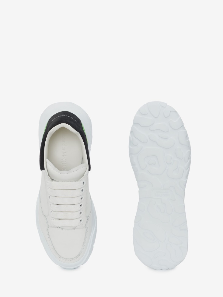 Fashion Alexander McQueen Women's Court Trainer White/Black/Acid Green