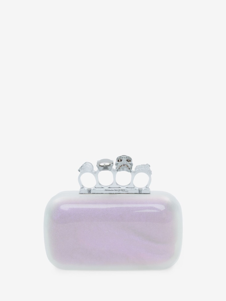 Women's Knuckle Clutch Irridescent White Fashion Alexander McQueen