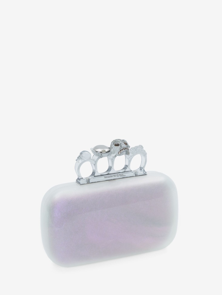Women's Knuckle Clutch Irridescent White Fashion Alexander McQueen