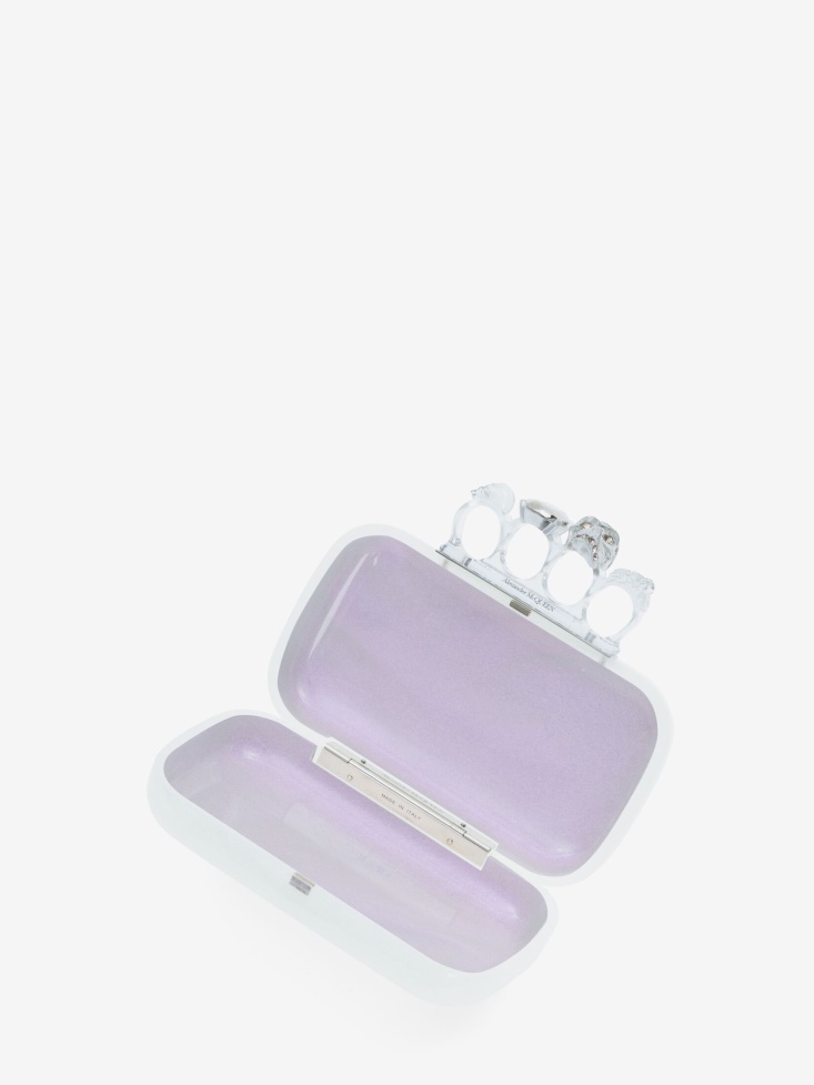 Women's Knuckle Clutch Irridescent White Fashion Alexander McQueen