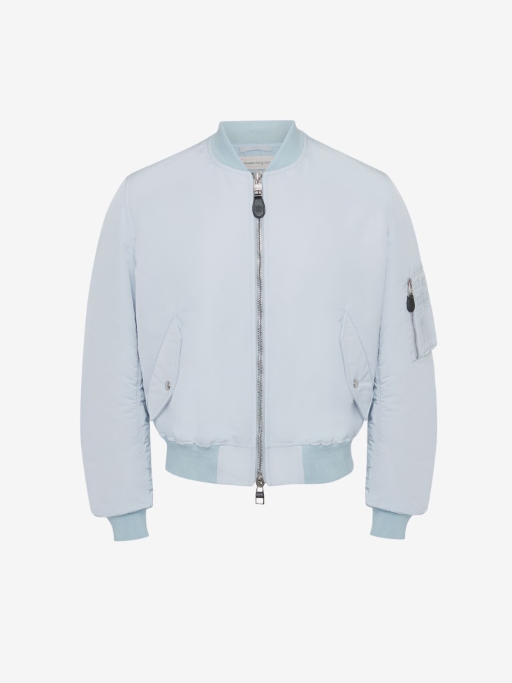 Fashion Alexander McQueen Paradise Blue Men's Polyfaille Bomber Jacket