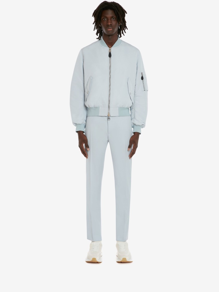 Fashion Alexander McQueen Paradise Blue Men's Polyfaille Bomber Jacket