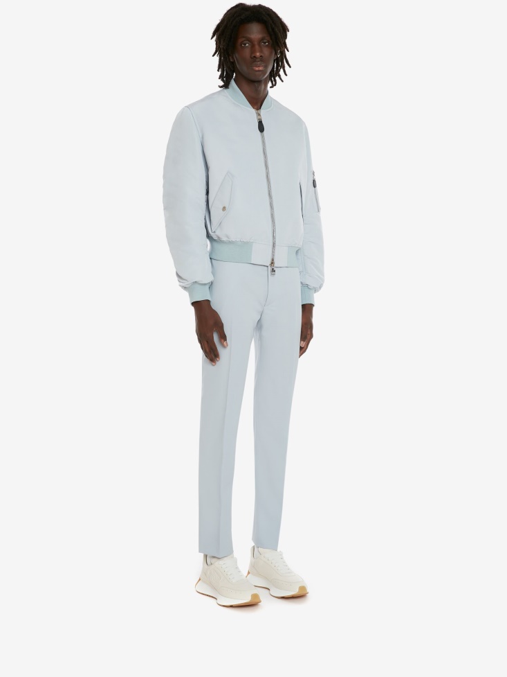 Fashion Alexander McQueen Paradise Blue Men's Polyfaille Bomber Jacket