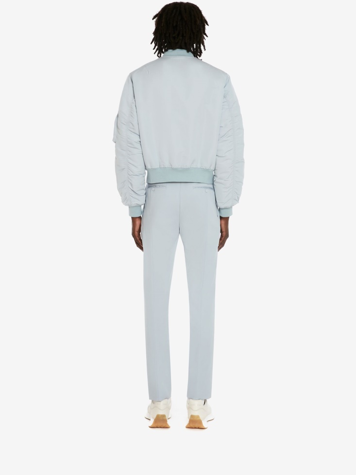 Fashion Alexander McQueen Paradise Blue Men's Polyfaille Bomber Jacket