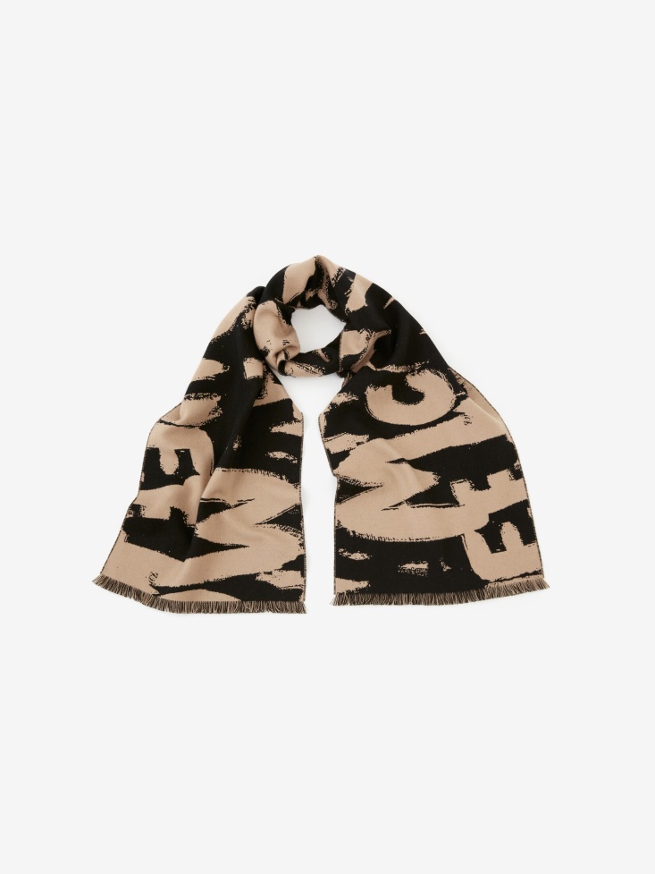 Fashion Alexander McQueen Men's in Graffiti Scarf Black/Beige