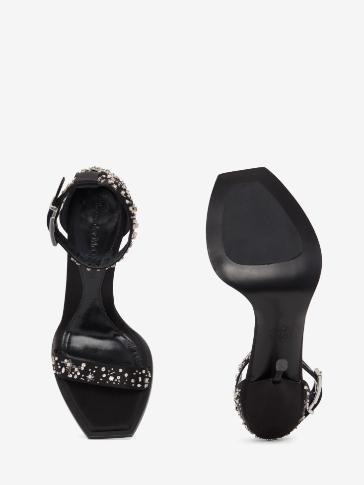 Black/Silver Women's Pin Comet Embroidery Sandal Fashion Alexander McQueen