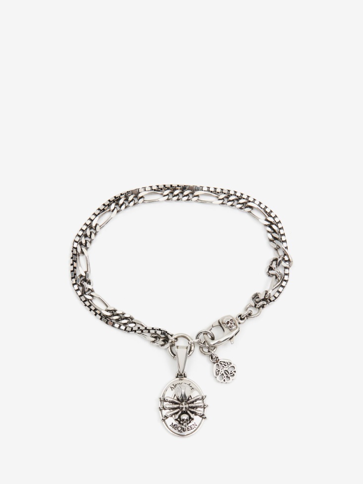 Men's Spider Skull Chain Bracelet Fashion Alexander McQueen Antique Silver