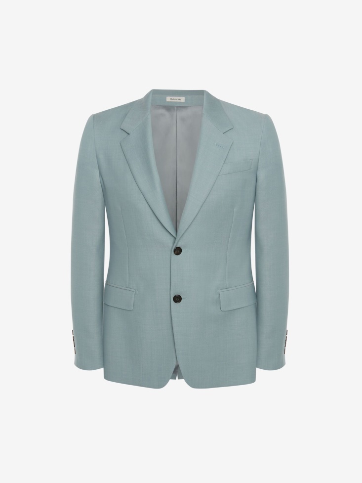 Men's Two-Button Wool Mohair Jacket Paradise Blue Fashion Alexander McQueen