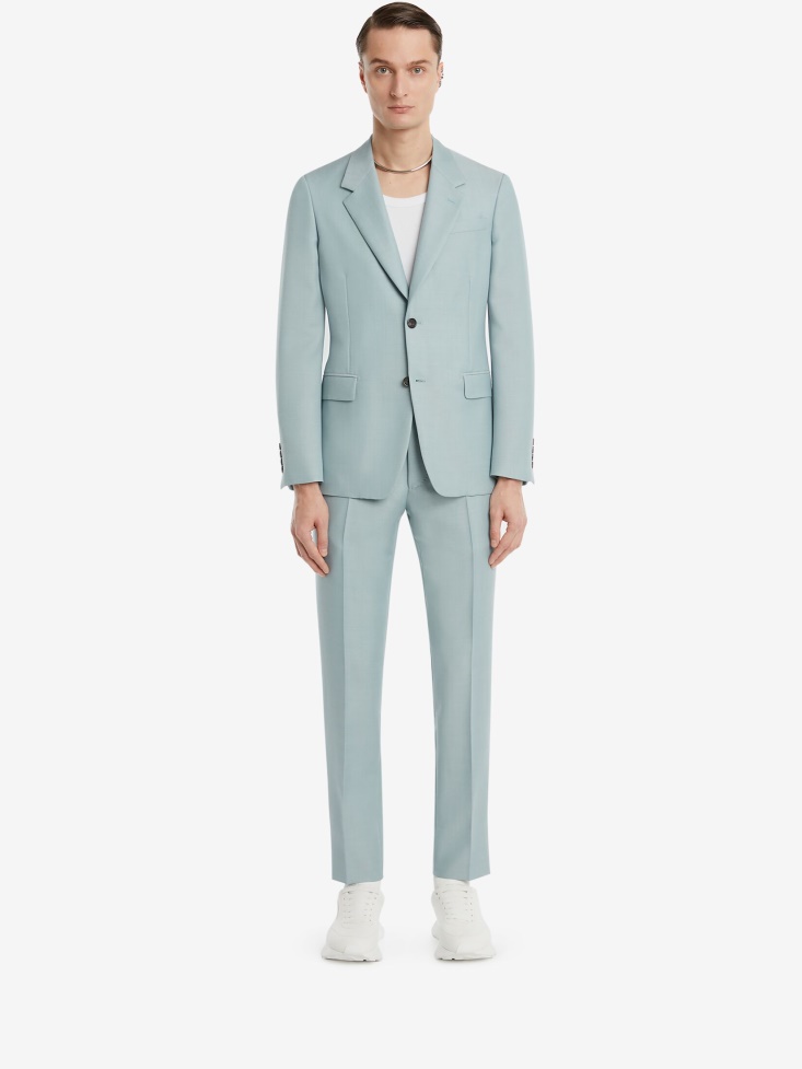 Men's Two-Button Wool Mohair Jacket Paradise Blue Fashion Alexander McQueen