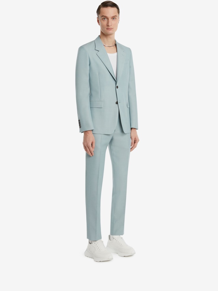 Men's Two-Button Wool Mohair Jacket Paradise Blue Fashion Alexander McQueen