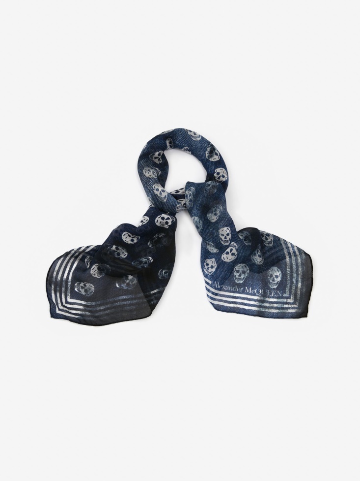 Navy/Ivory Men's Biker Skull Scarf Fashion Alexander McQueen