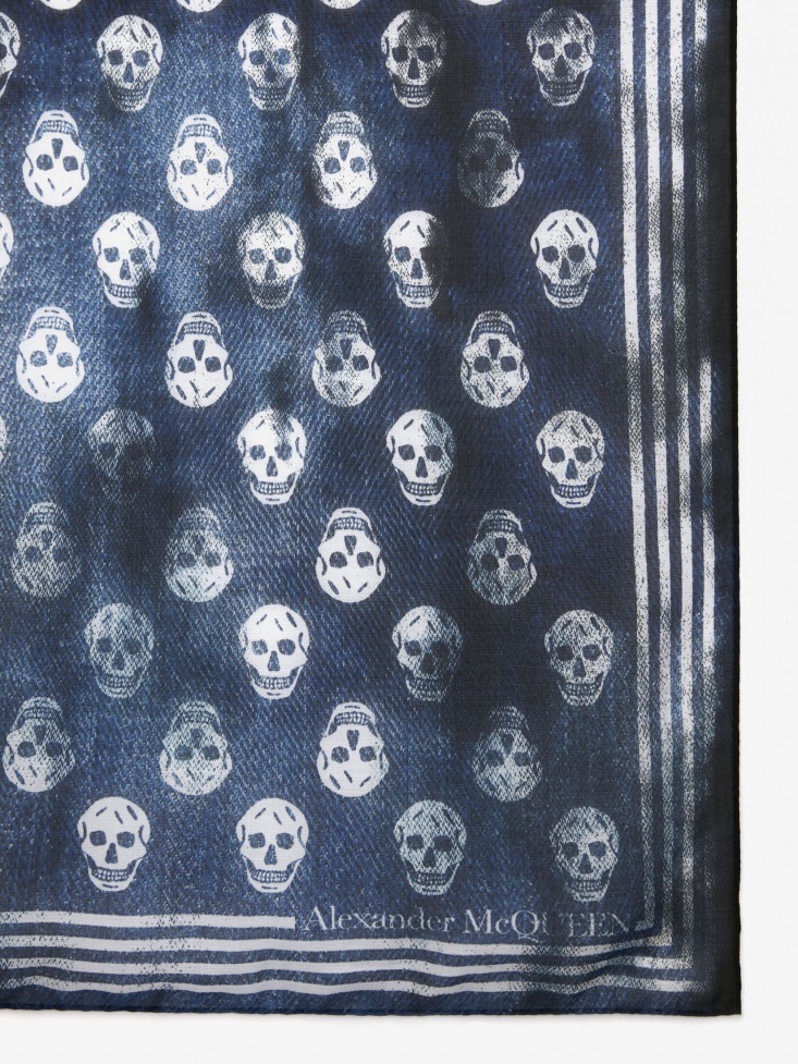Navy/Ivory Men's Biker Skull Scarf Fashion Alexander McQueen