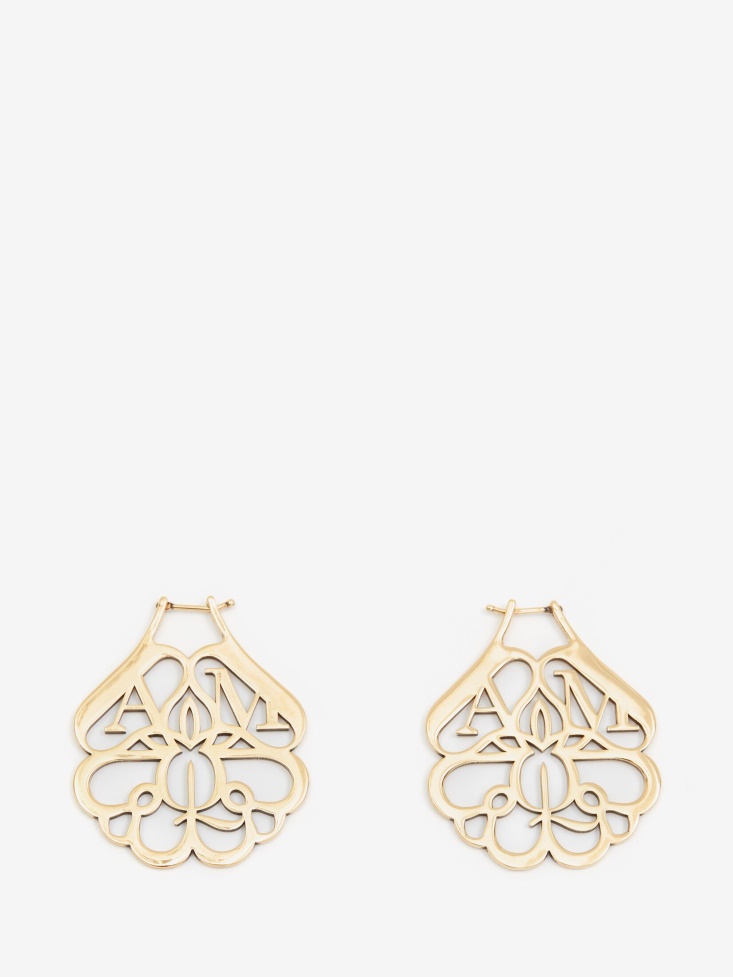 Fashion Alexander McQueen Women's Seal Cut-Out Earrings Antique Gold