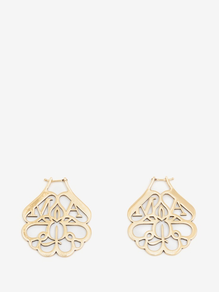 Fashion Alexander McQueen Women's Seal Cut-Out Earrings Antique Gold