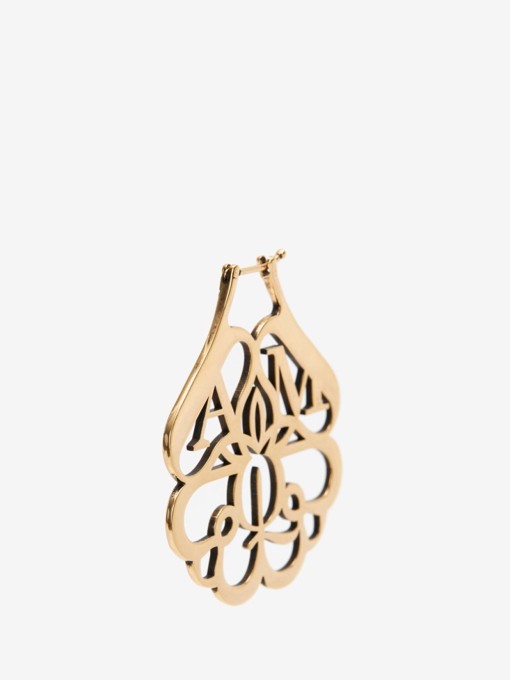 Fashion Alexander McQueen Women's Seal Cut-Out Earrings Antique Gold