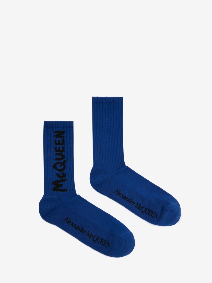 Electric Blue Men's in Graffiti Socks Fashion Alexander McQueen