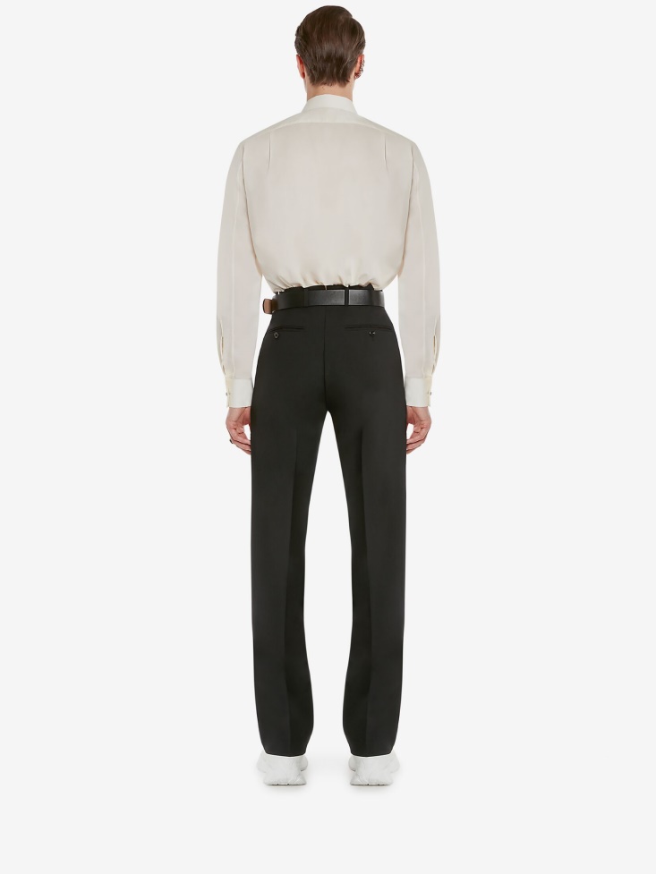 White Fashion Alexander McQueen Men's Cotton Voile Pleated Bib Shirt
