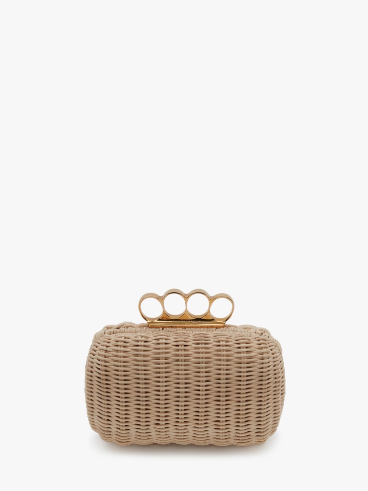 Fashion Alexander McQueen Women's Woven Four-Ring Clutch Natural