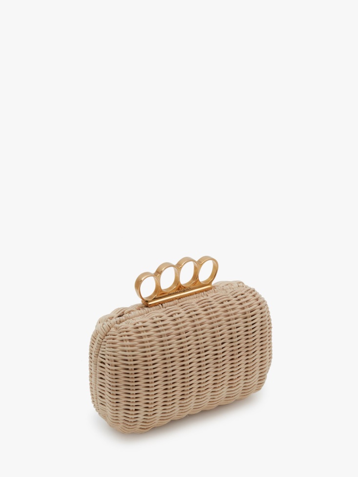 Fashion Alexander McQueen Women's Woven Four-Ring Clutch Natural