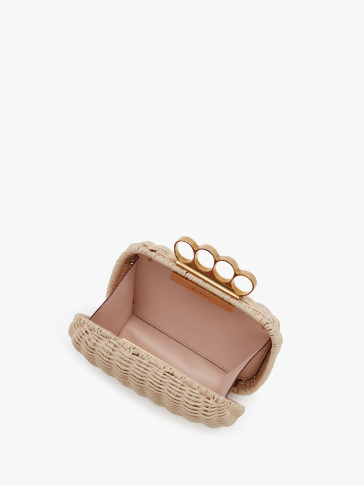 Fashion Alexander McQueen Women's Woven Four-Ring Clutch Natural