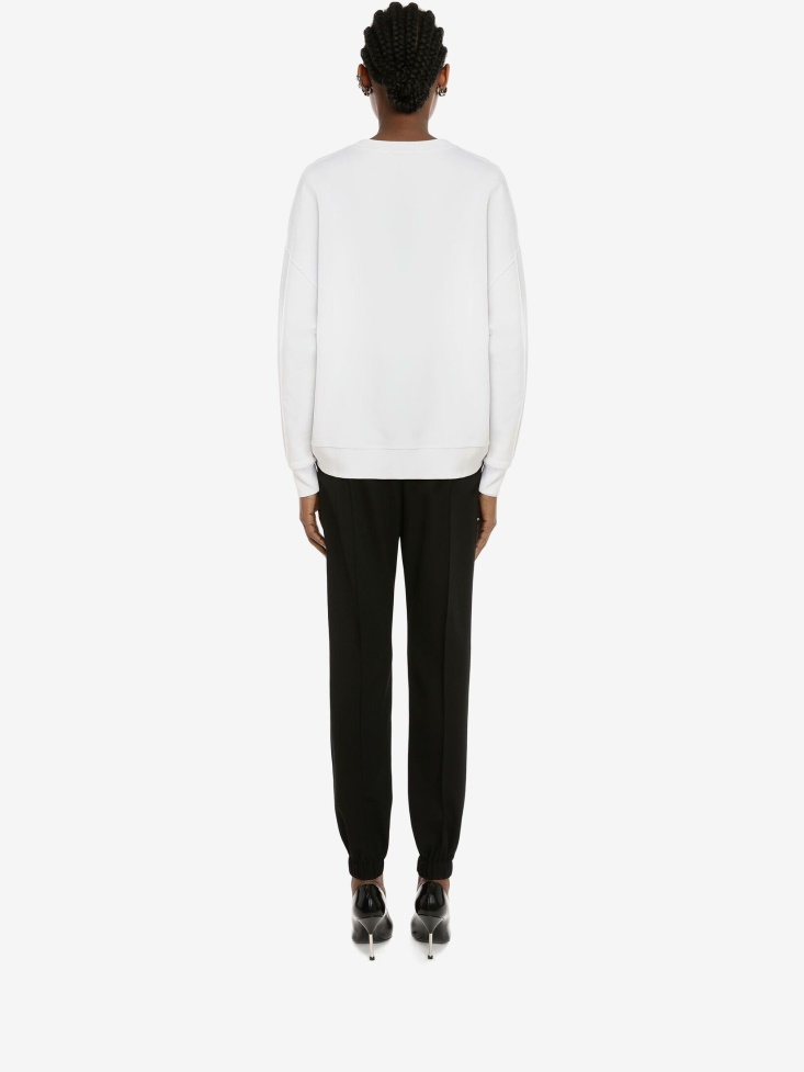 Women's in Graffiti Sweatshirt White/Black Fashion Alexander McQueen