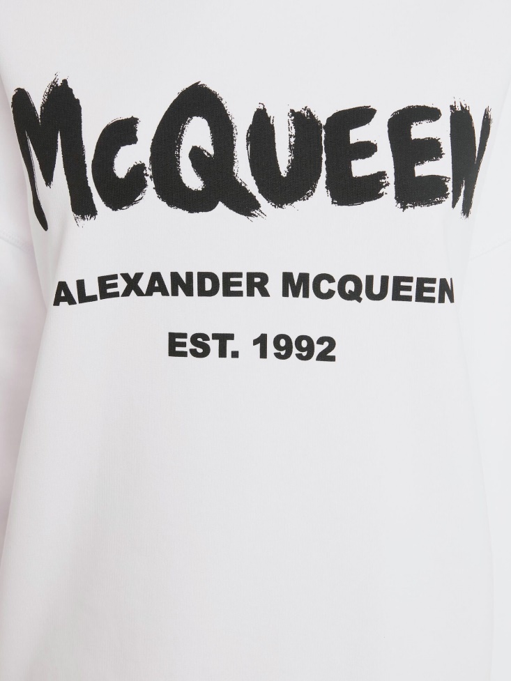 Women's in Graffiti Sweatshirt White/Black Fashion Alexander McQueen